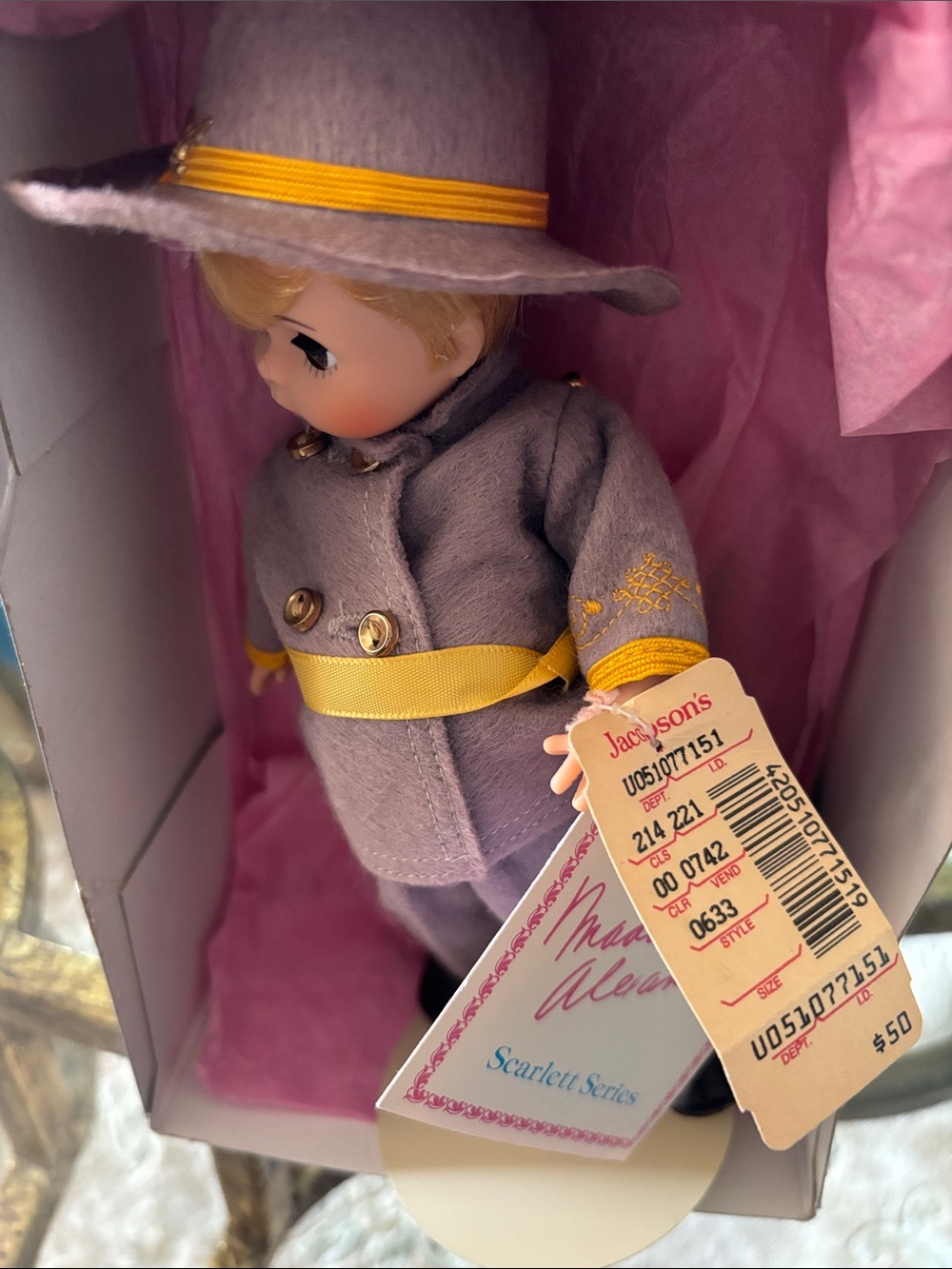 Madame Alexander Doll Purplish Grey And Yellow